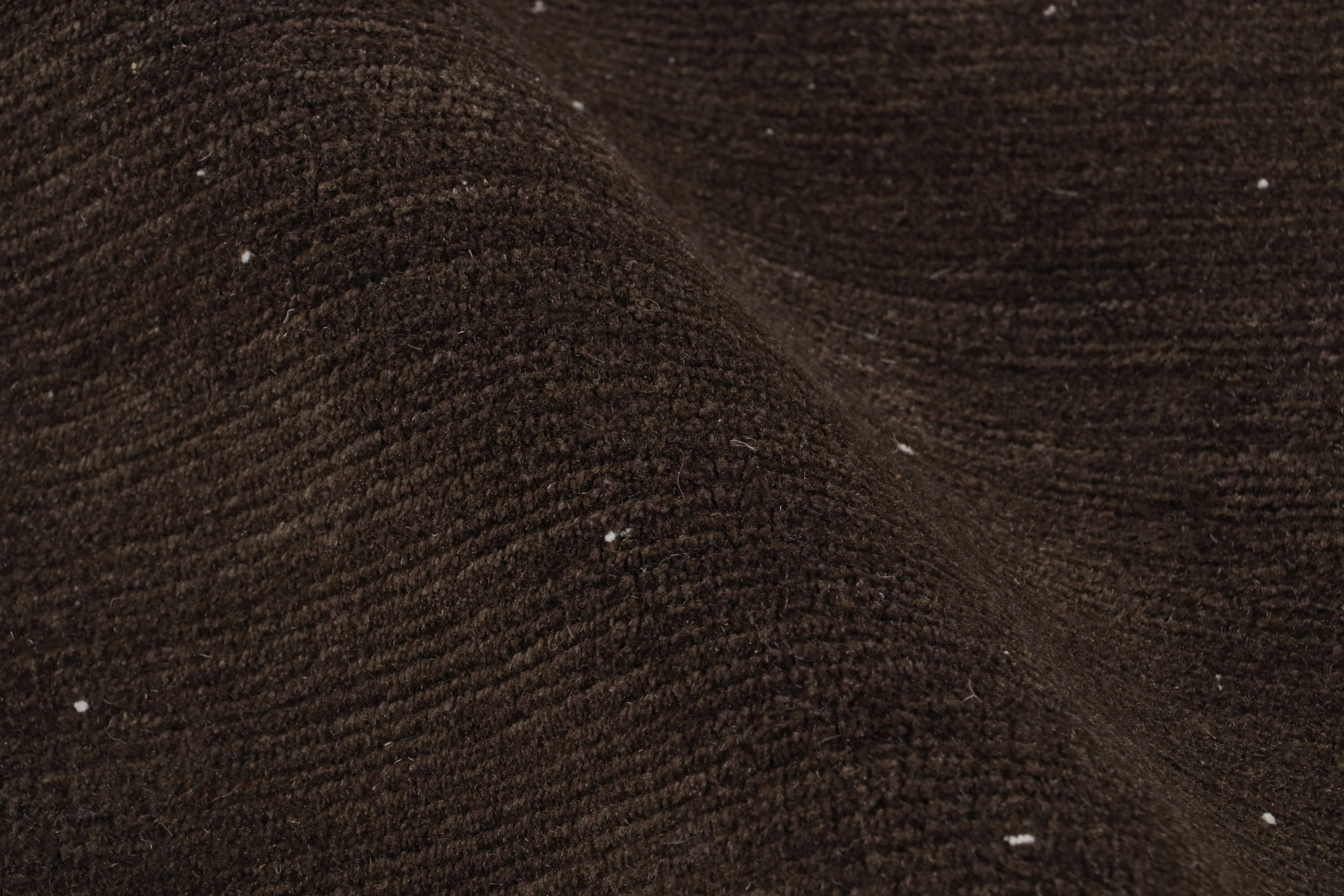 Contemporary Rug & Kilim’s Extra-Long Runner Rug in Textural Monochrome Brown For Sale