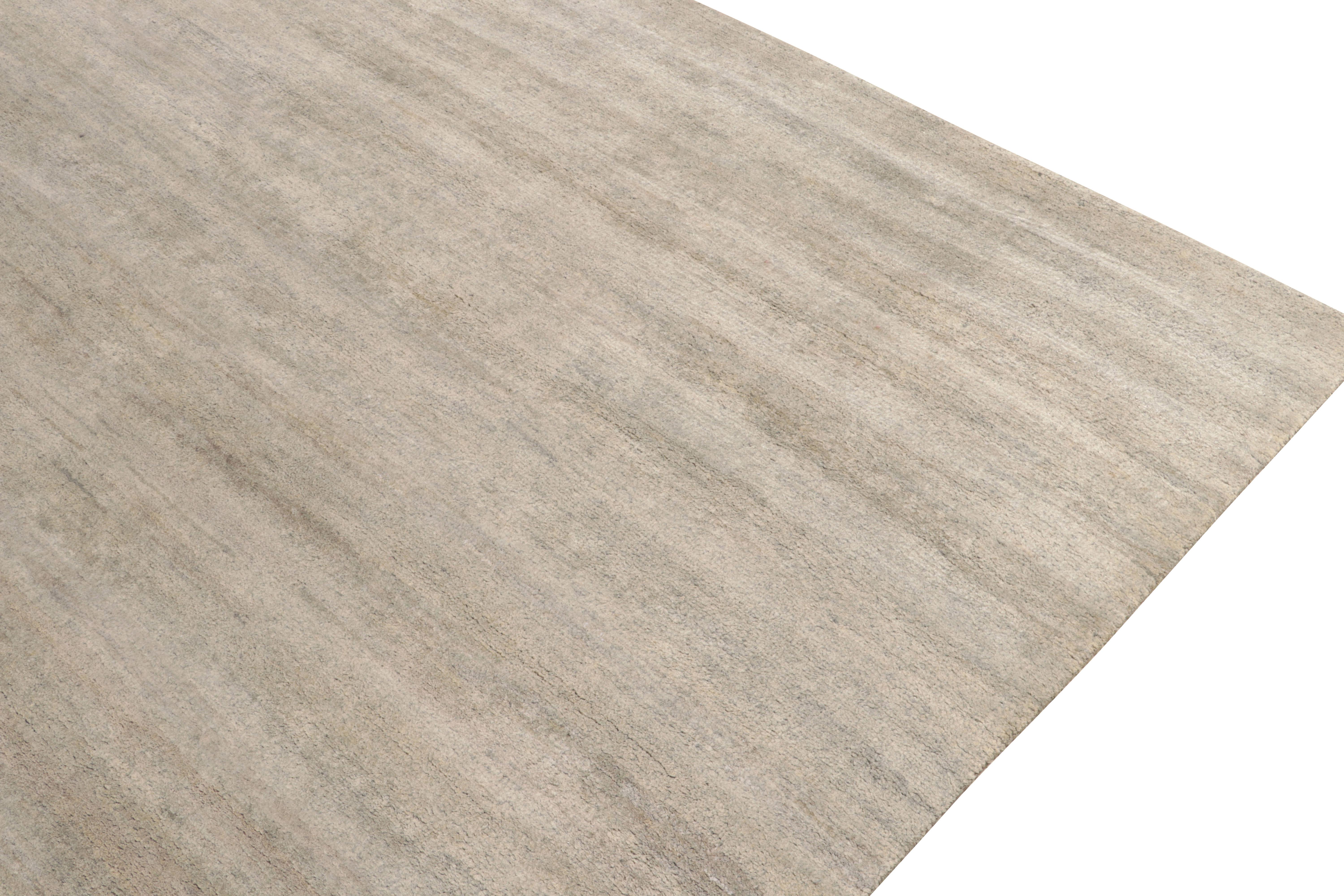 Rug & Kilim's handgeknüpfter Contemporary-Teppich in Grau gestreift (Handgeknüpft) im Angebot