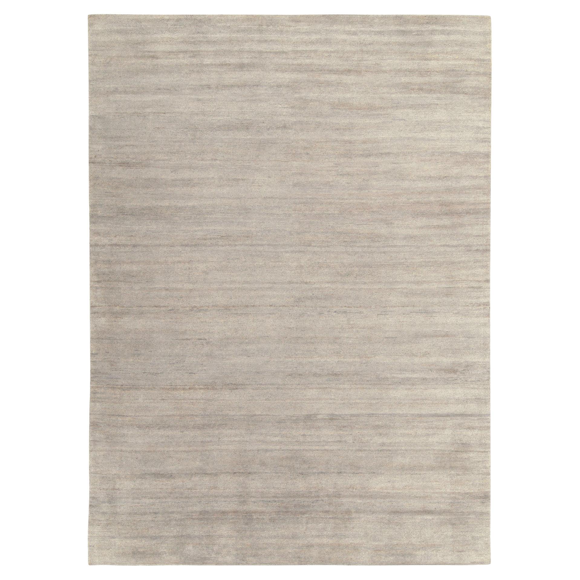 Alfombra contemporánea anudada a mano Rug & Kilim en gris estriado