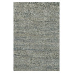 Rug & Kilim's Hand-Knotted Contemporary Runner in Simple Blue, Gray Striations