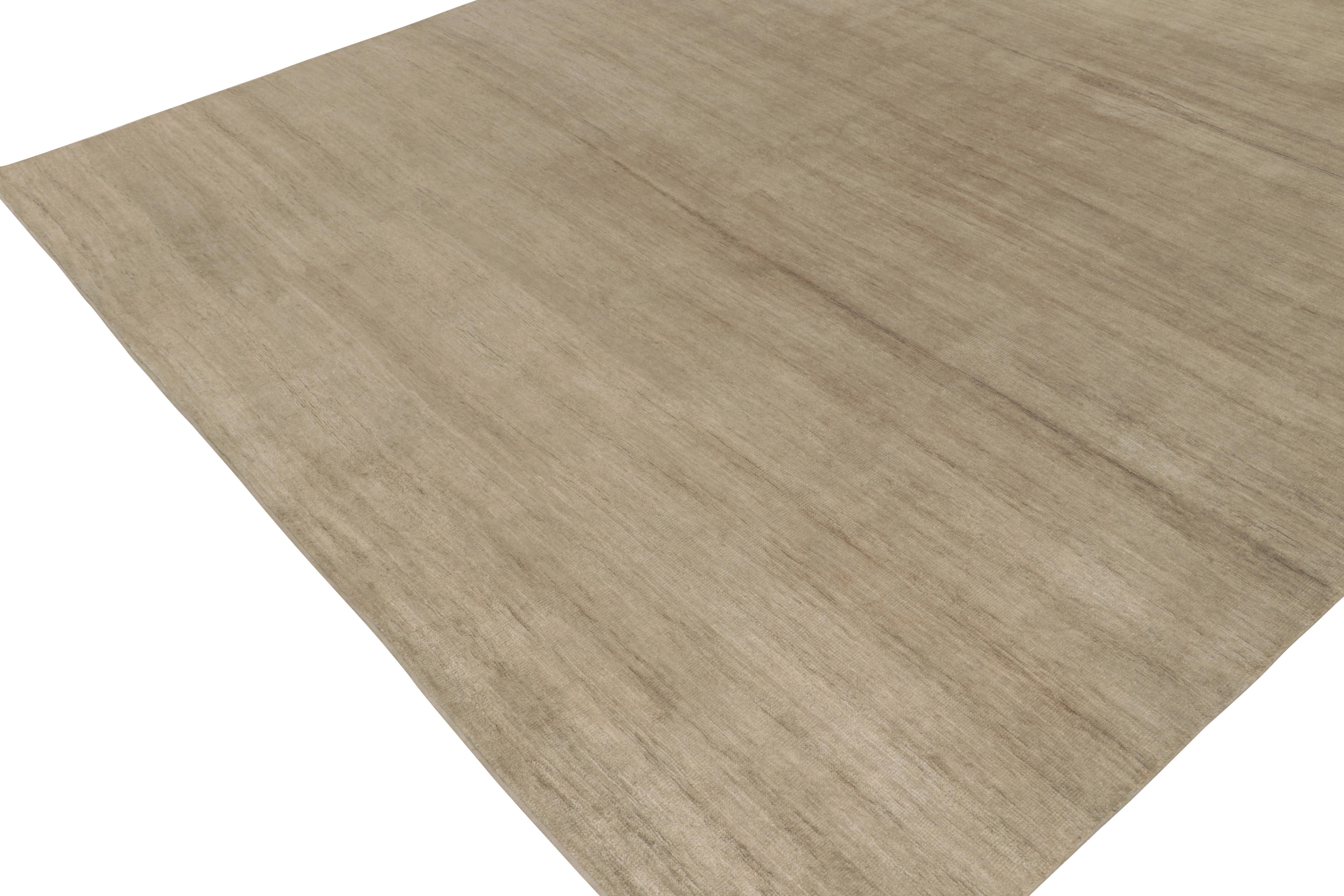 Indiano Rug & Kilim's Hand-Knotted Contemporary Solid Beige-Brown Rug in vendita