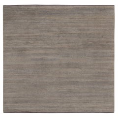Rug & Kilim's Hand-Knotted Contemporary Square Rug in Solid Gray