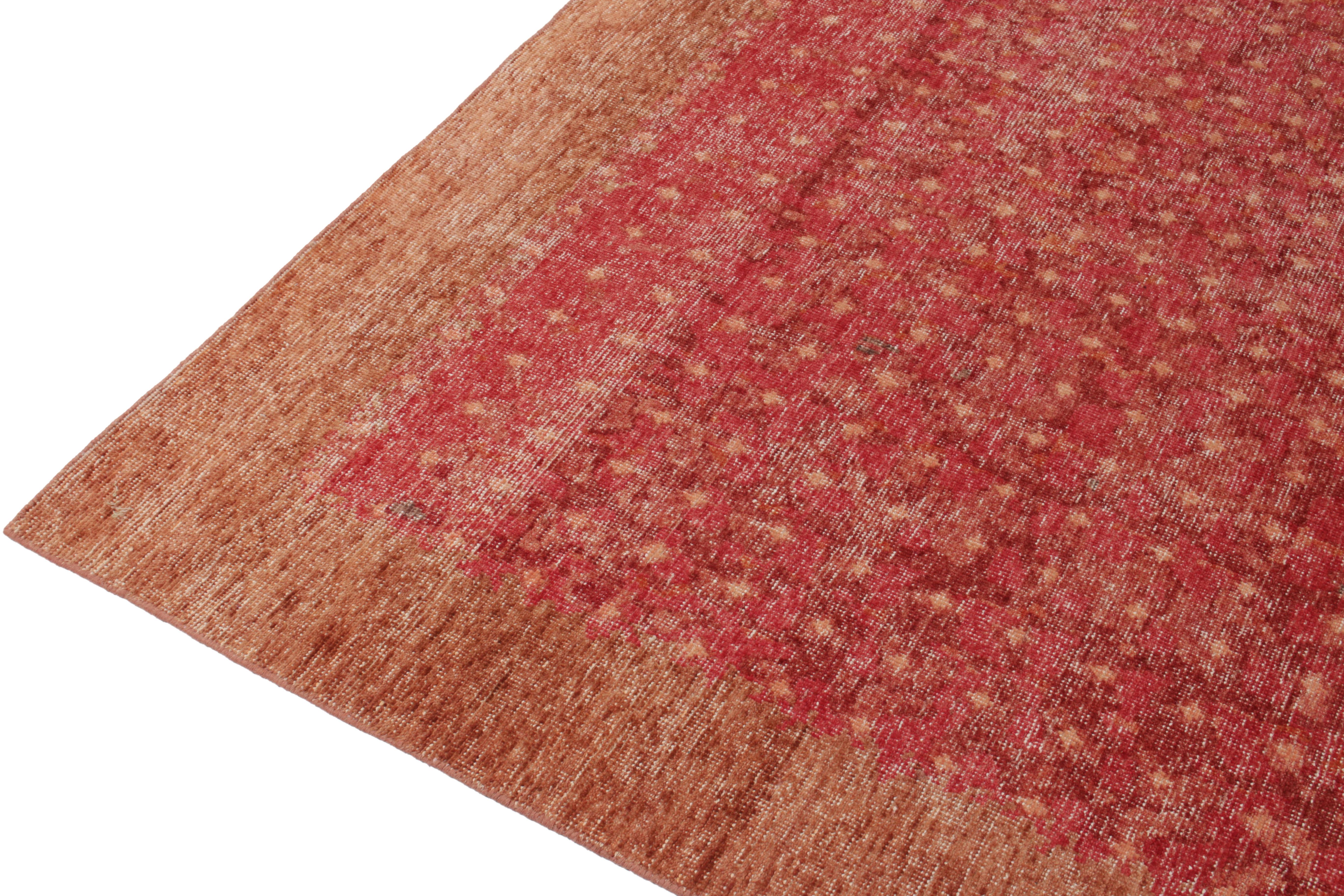 Rug & Kilim's Hand-Knotted Distressed Style Modern Rug in Red and Brown In New Condition For Sale In Long Island City, NY