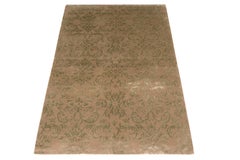 Rug & Kilim's Hand Knotted European Style Rug Beige-Brown Green Floral Pattern