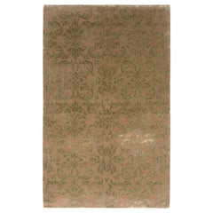 Alfombra anudada a mano de estilo europeo Rug & Kilim Beige-Marrón Verde Motivo Floral