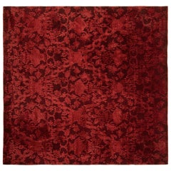 Rug & Kilim’s Hand Knotted European Style Rug in Red All-Over Floral Pattern