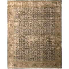 Handgeknüpfter Teppich & Kelim-Teppich im Herati-Stil in Beige und Braun mit klassischem Muster