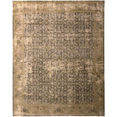 Rug & Kilim's Alfombra anudada a mano estilo Herati Beige Marrón Patrón Clásico