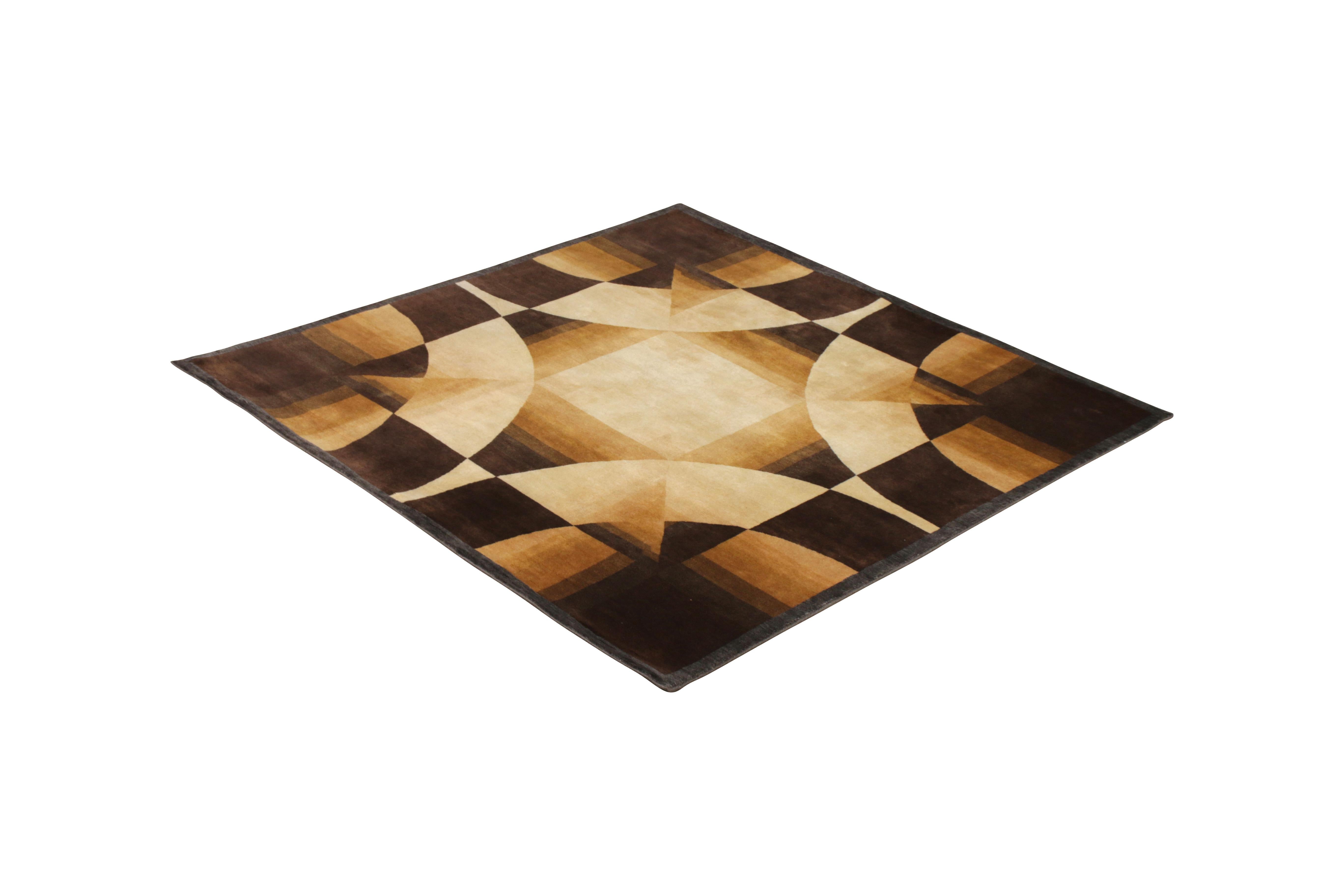 Hand-knotted in wool and all-natural silk, this 6×6 rug is a new addition to the Art Deco rug collection by Rug & Kilim.

The silk’s natural sheen brings out both this remarkable attention to detail as well as the inviting texture in kind, playing