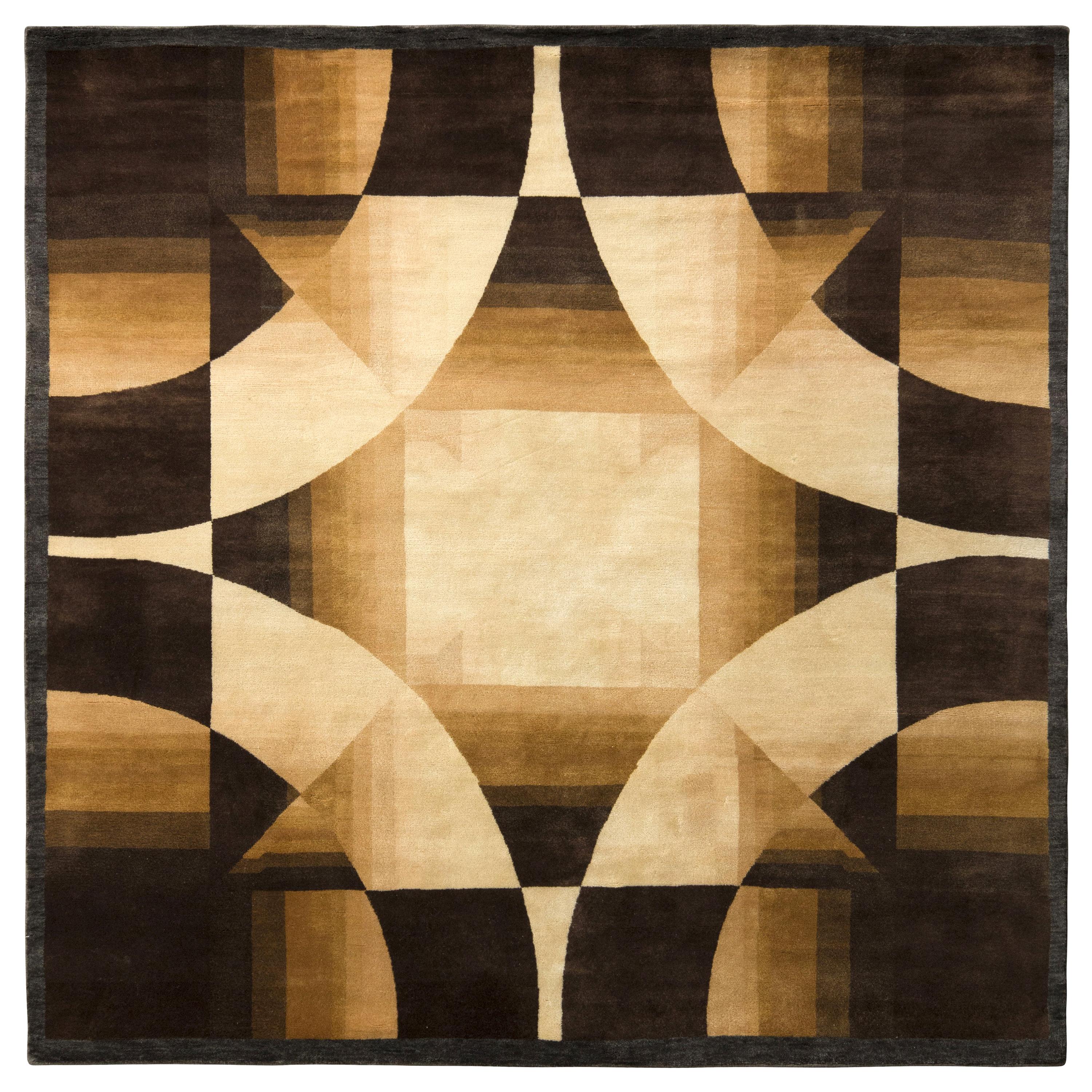 Rug & Kilim’s Art Deco Rug In Beige And Brown Geometric Pattern