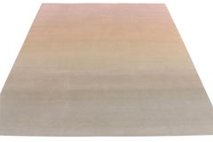 Rug & Kilim's Hand-Knotted Modern Gradiant Rug in Pink, Beige and Blue Pattern