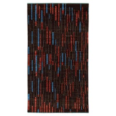 Alfombra moderna anudada a mano de Rug & Kilim en marrón, rojo y azul con diseño Deco