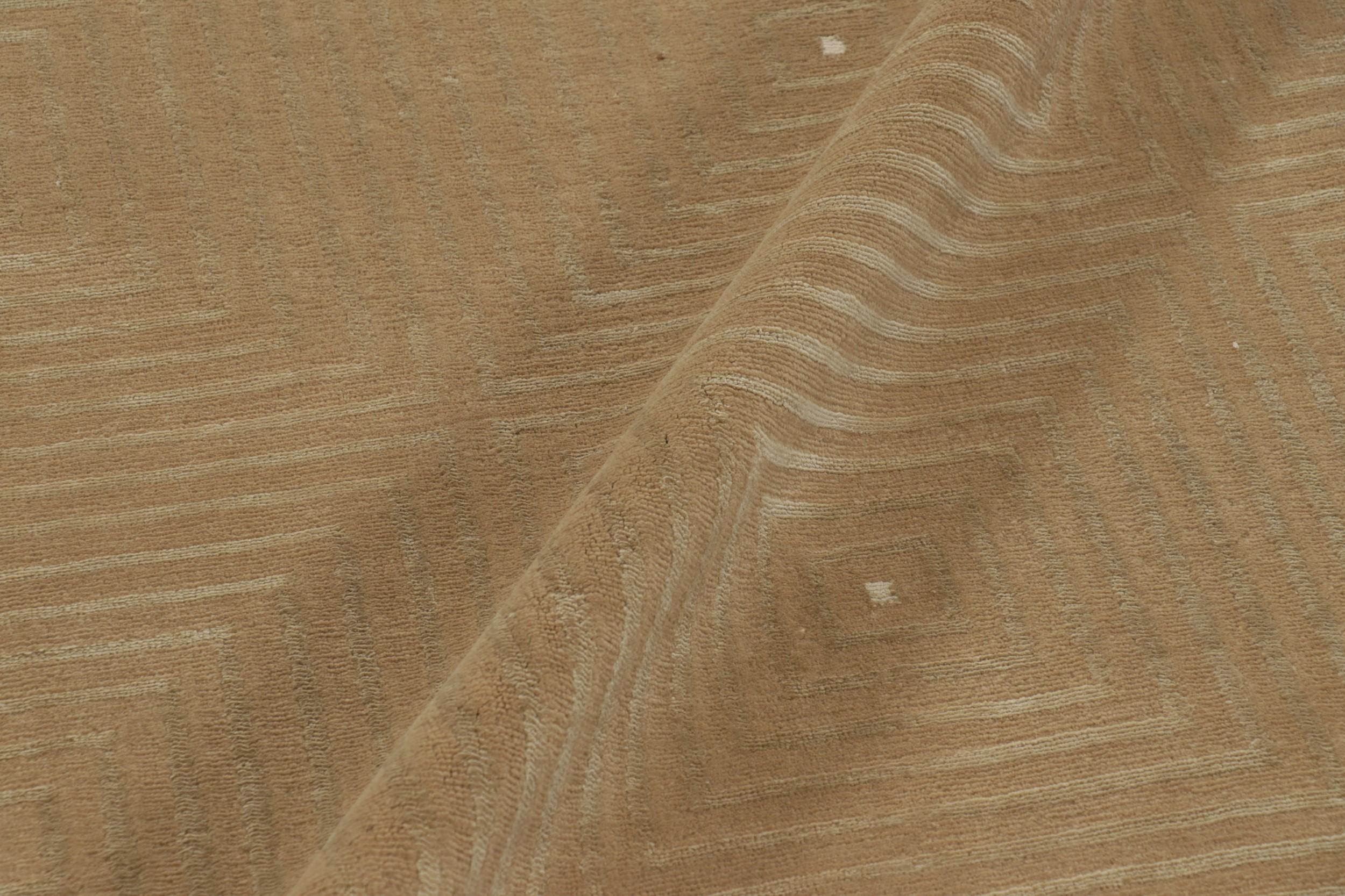 Alfombra moderna anudada a mano Rug & Kilim en marrón y blanco con motivos Art Déco en venta 1