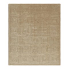 Alfombra moderna anudada a mano Rug & Kilim en marrón y blanco con motivos Art Déco