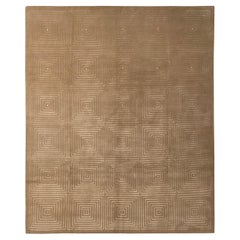 Rug & Kilim's handgeknüpfter moderner Teppich in Braun, Weiß mit Art Deco-Muster