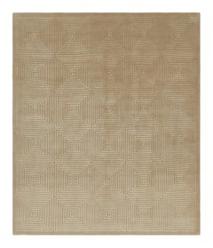 Rug & Kilim's Hand-Knotted Modern Rug in Brown, White Art Deco Pattern