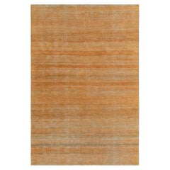 Rug & Kilim’s Hand Knotted Rug in Gold-Orange, Brown Striations