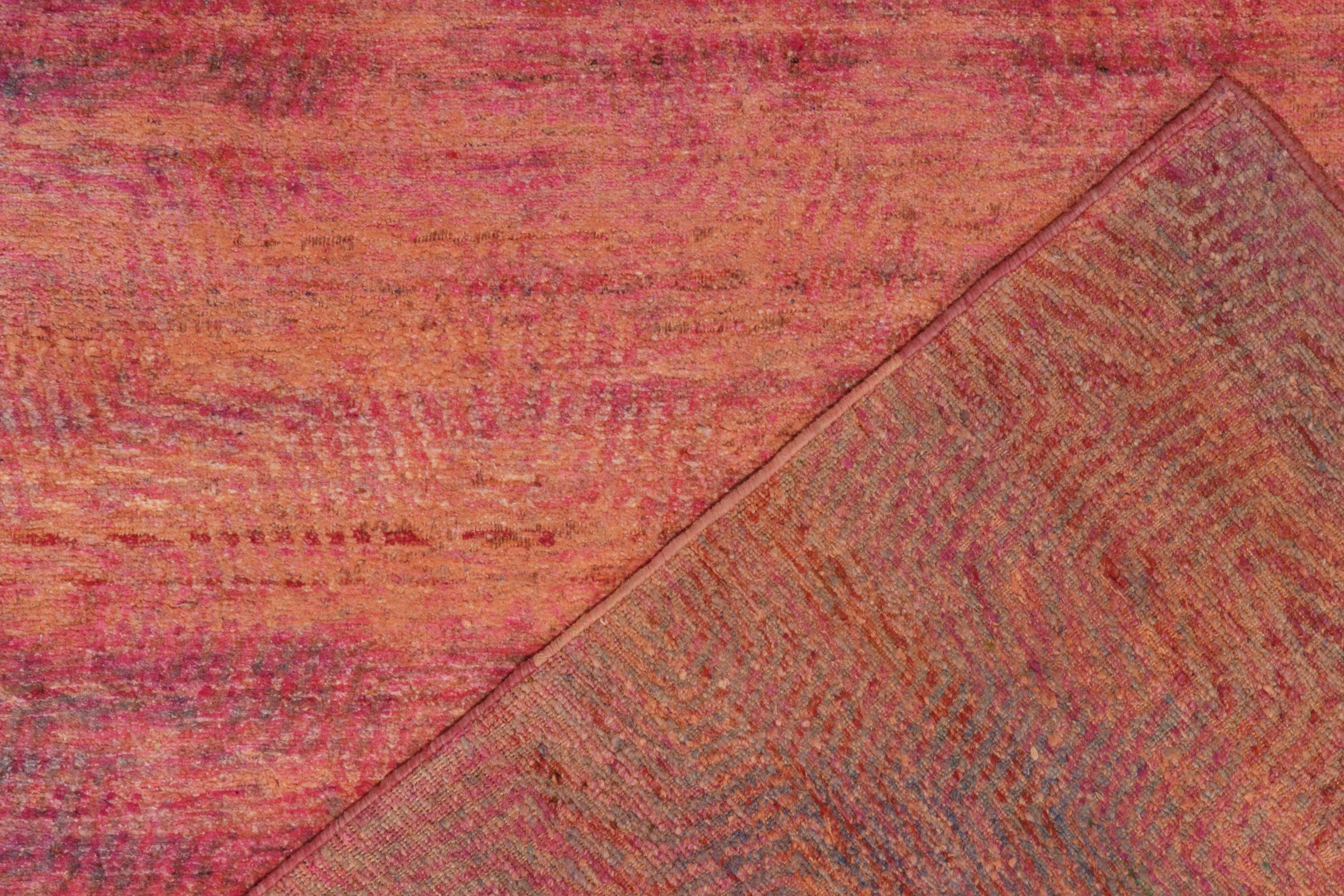 Contemporary Rug & Kilim’s Hand-Knotted Silk Rug Orange, Purple Striae Pattern For Sale