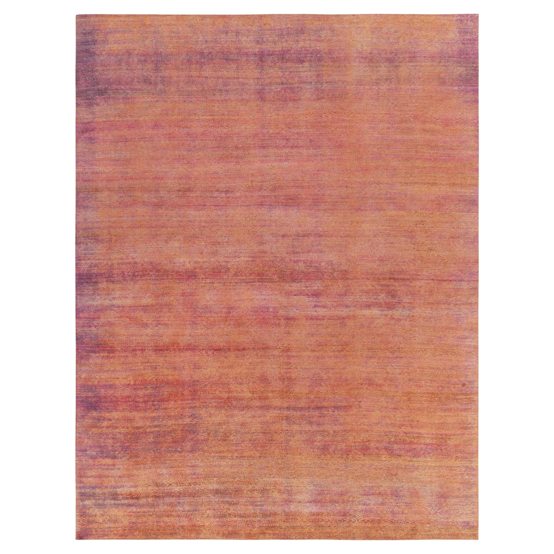 Rug & Kilim’s Hand-Knotted Silk Rug Orange, Purple Striae Pattern For Sale