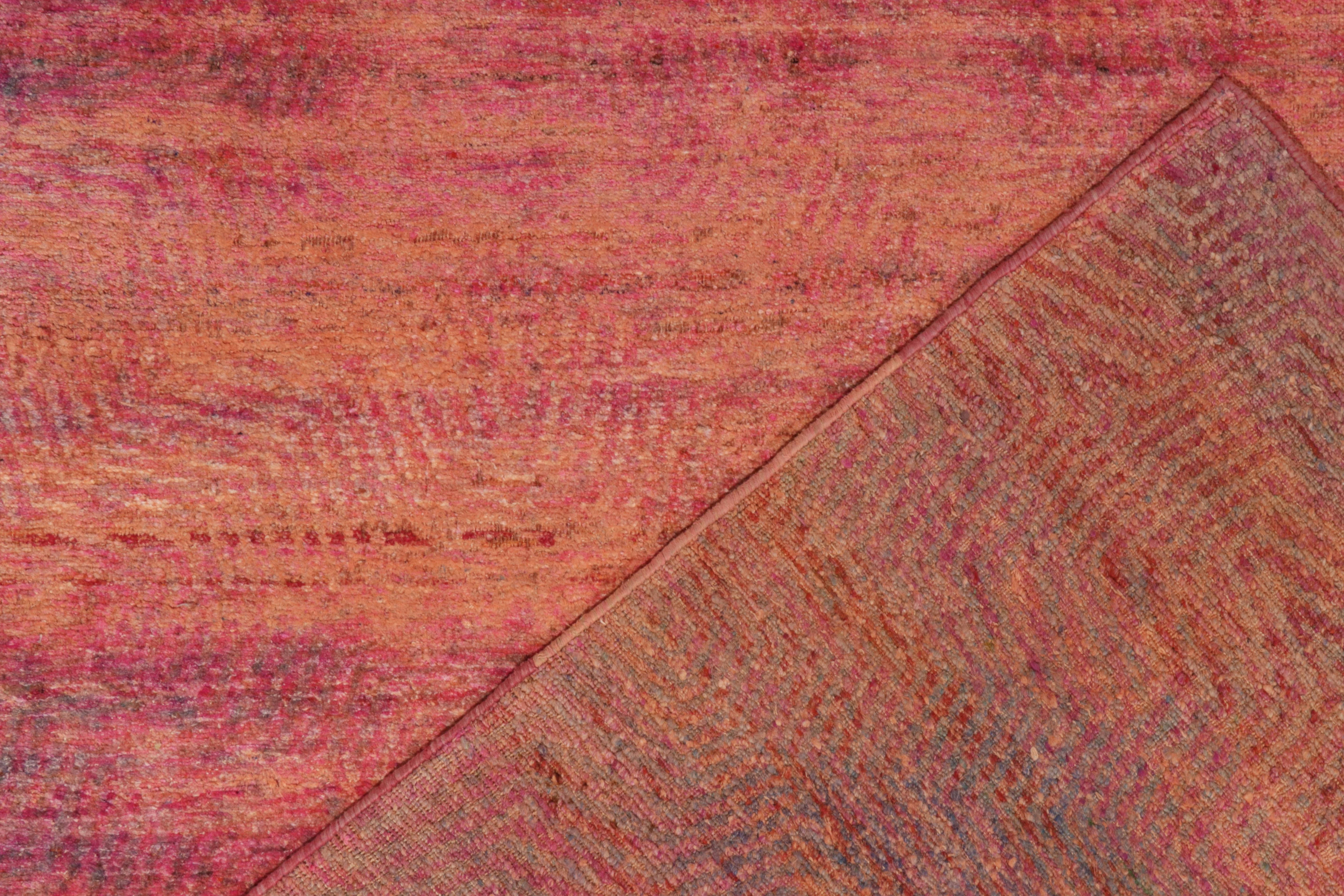 Rug & Kilim's Tapis en soie noué à la main Orange, violet Motif de rayures Neuf - En vente à Long Island City, NY
