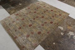 Rug & Kilim's Hand Knotted Spanish Style Floral Rug in Beige and Red