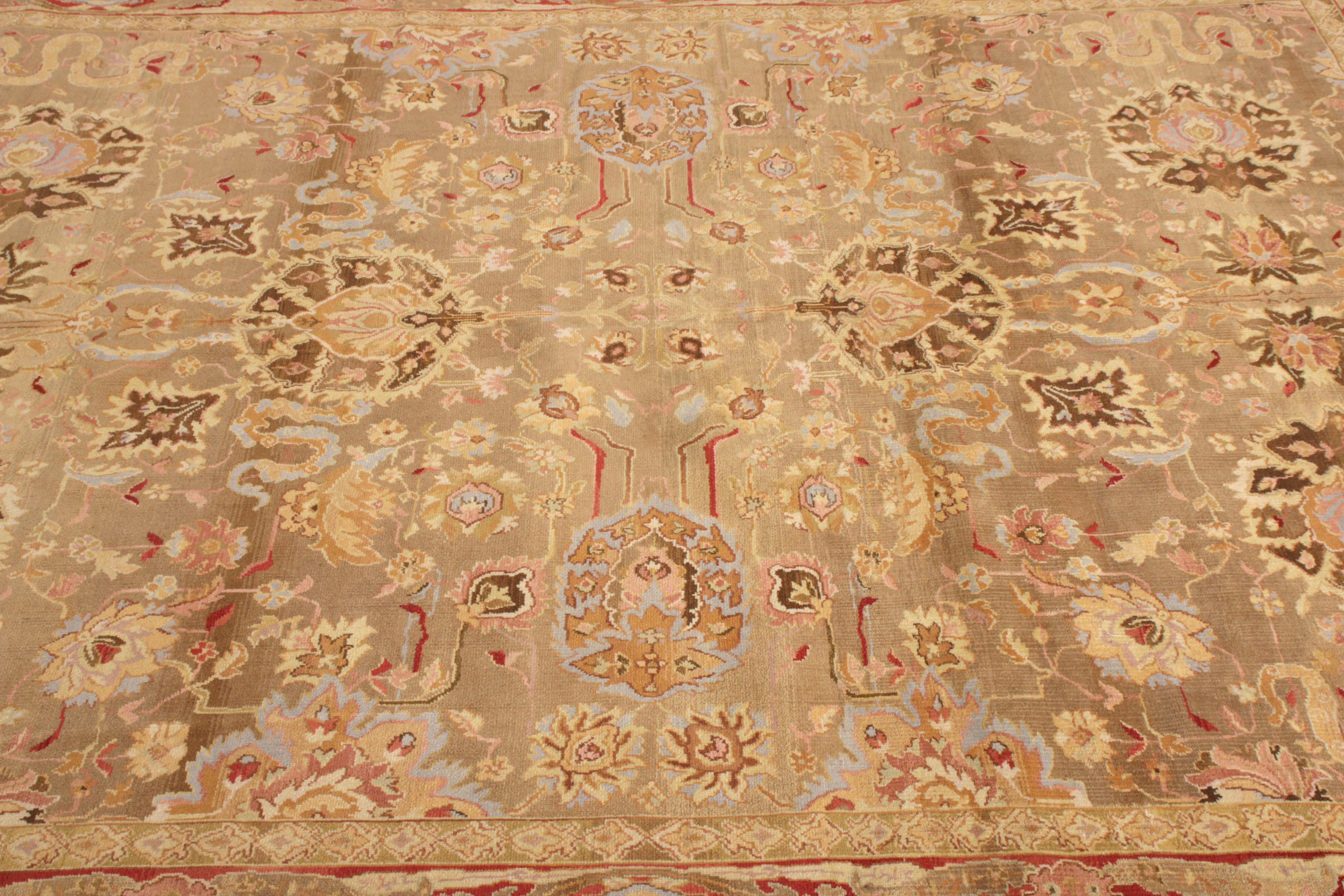 Chinois Tapis & Kilim's Tapis noué à la main de style Tabriz à motifs floraux persans beige et rouge en vente