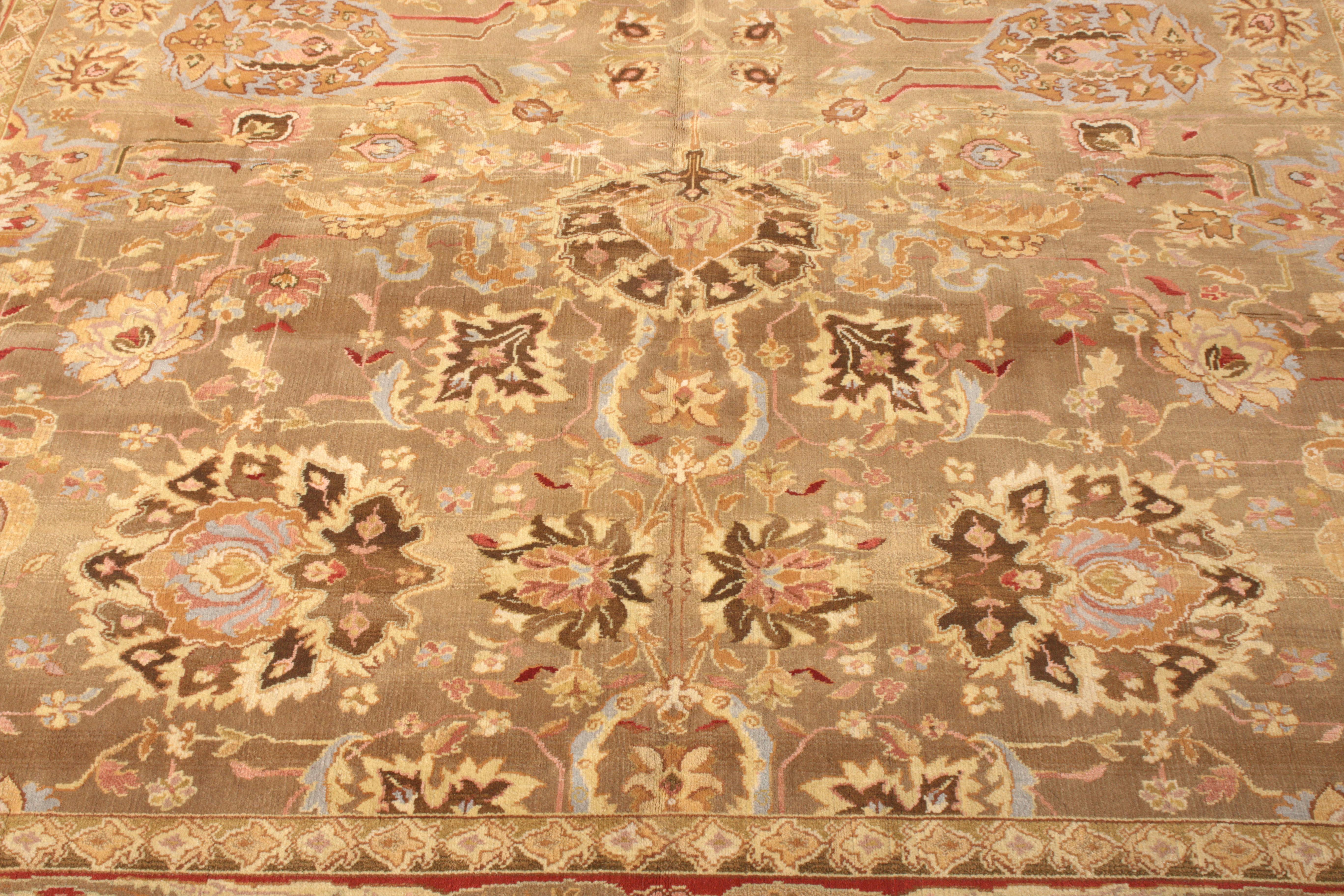 Hand-Knotted Rug & Kilim's Hand Knotted Tabriz Style Rug Beige and Red Persian Floral Pattern For Sale