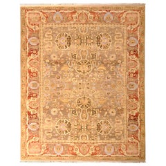 Rug & Kilim's Alfombra anudada a mano estilo Tabriz Beige y rojo Motivo floral persa
