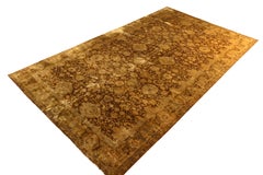 Rug & Kilim's Hand Knotted Tabriz Style Rug Beige-Brown Gold Geometric Silk Rug