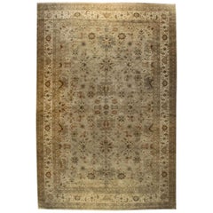 Rug & Kilim’s Hand Knotted Transitional Rug in Beige Brown Green Floral Pattern