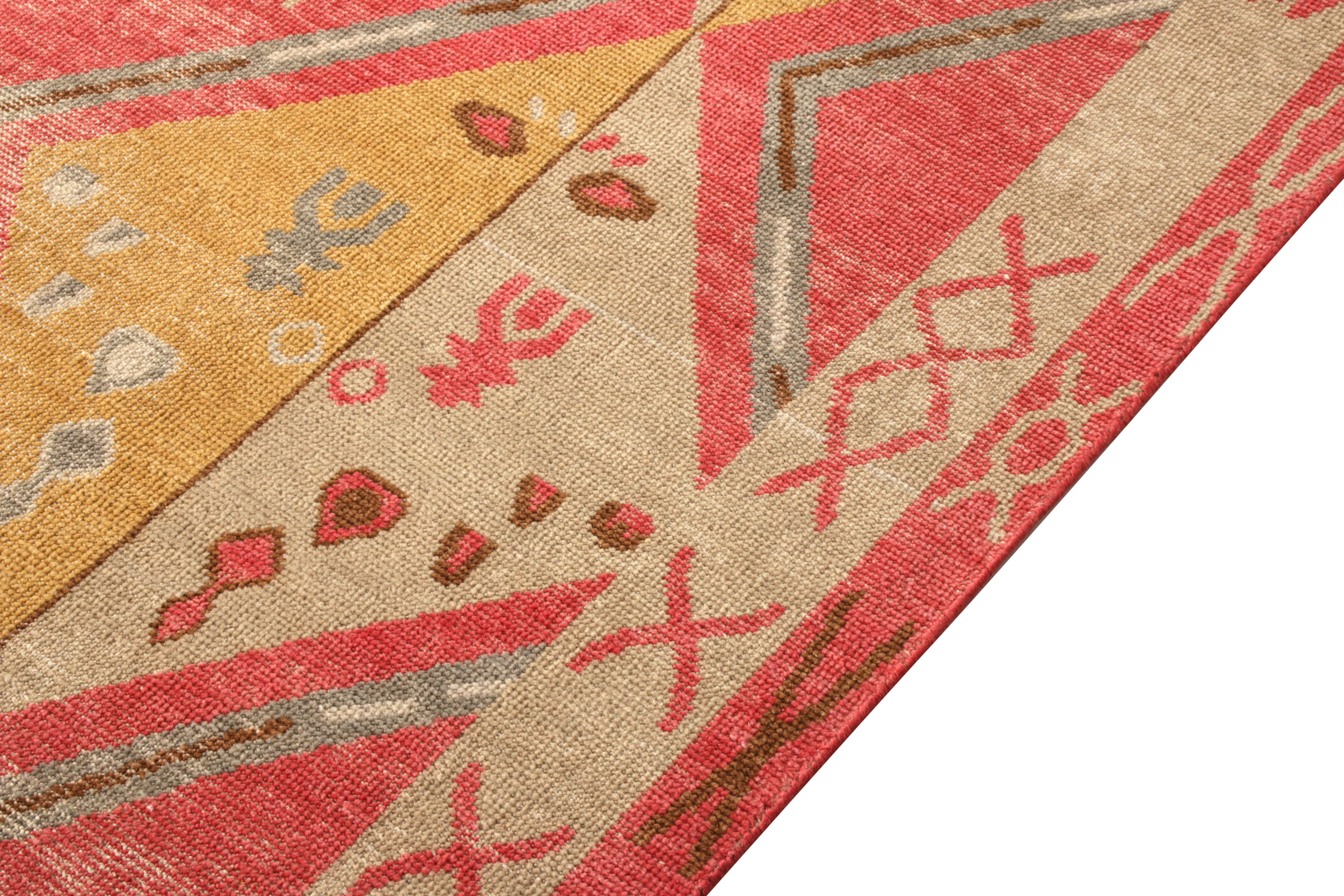 Handgeknüpfter Teppich und Kelim-Teppich im Stammesstil, rotes und goldenes Diamantmuster im Zustand „Neu“ im Angebot in Long Island City, NY