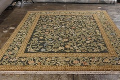 Rug & Kilim's Hand Knotted Tudor Style Rug Beige Green Classic Floral Pattern