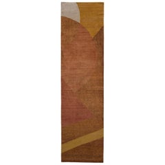 Alfombra moderna de lana y seda anudada a mano Rug & Kilim en marrón - Diseño geométrico