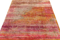 Rug & Kilim's Handknotted Modern Abstract Rug in Pink, Gold and Brown