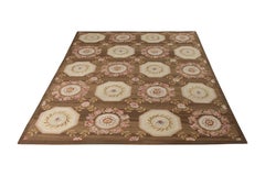 Rug & Kilim’s Handmade Aubusson Style Flat-Weave Rug in Brown and Pink