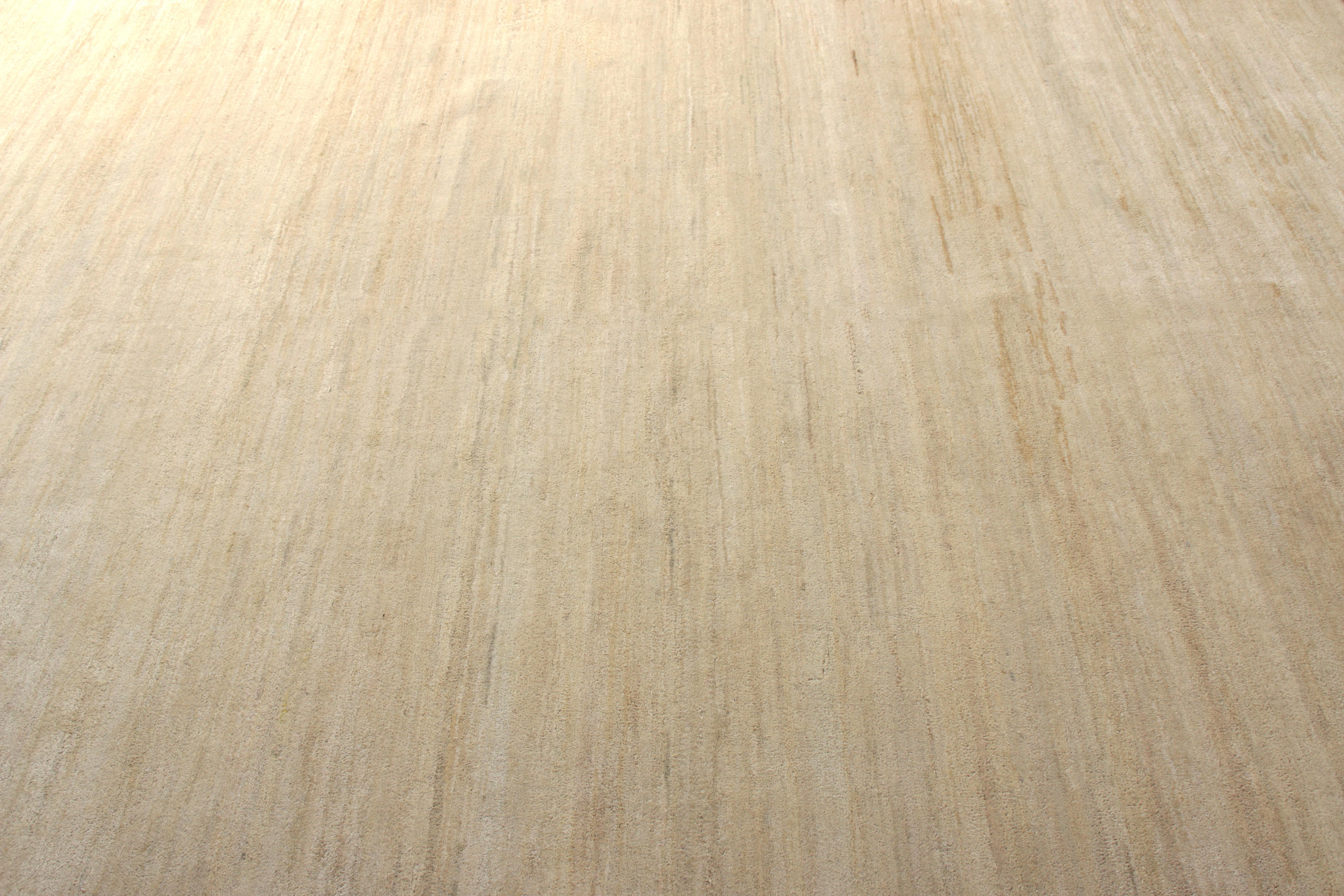 Modern Rug & Kilim's Handmade Contemporary Rug Beige Striped Pattern For Sale