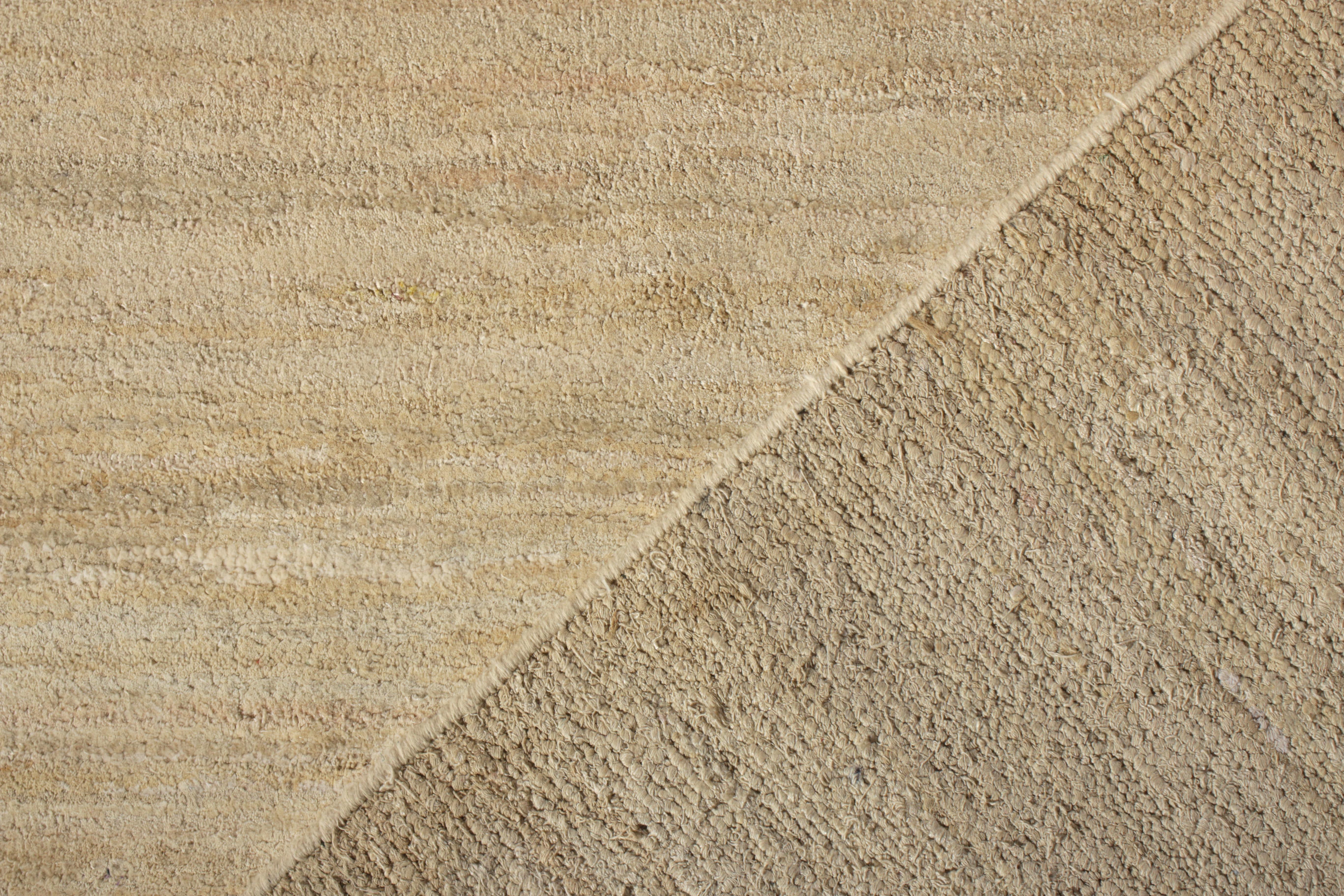 Hand-Knotted Rug & Kilim's Handmade Contemporary Rug Beige Striped Pattern For Sale