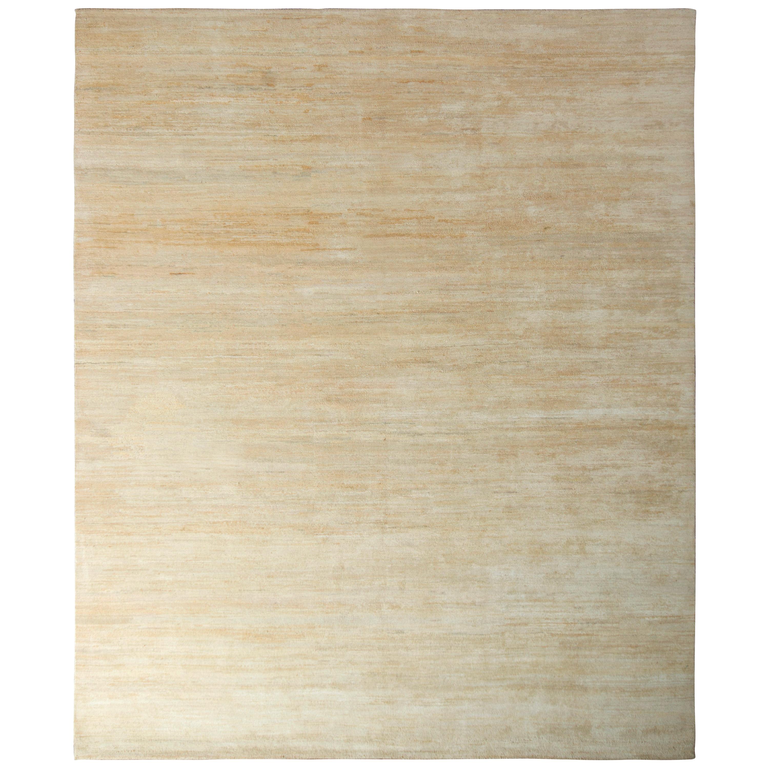 Rug & Kilim's Handmade Contemporary Rug Beige Striped Pattern For Sale