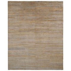 Rug & Kilim's Handmade Contemporary Rug Gray Beige Striped Pattern (tapis contemporain fait main)