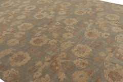 Rug & Kilim’s Modern Mogul Rug Design in Beige-Brown & Gold with Floral Patterns