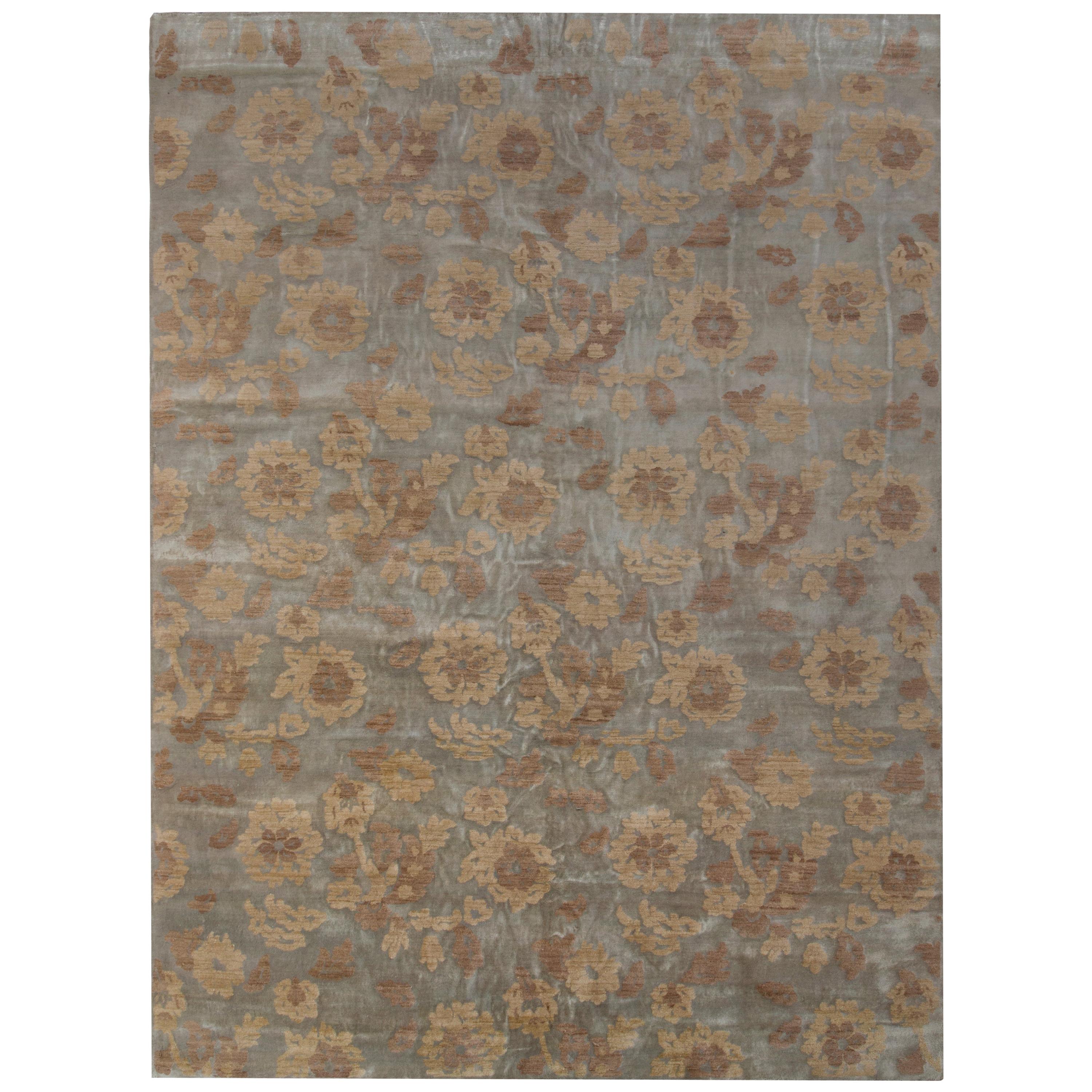 Rug & Kilim’s Handmade Contemporary Rug in Beige Brown Floral Pattern
