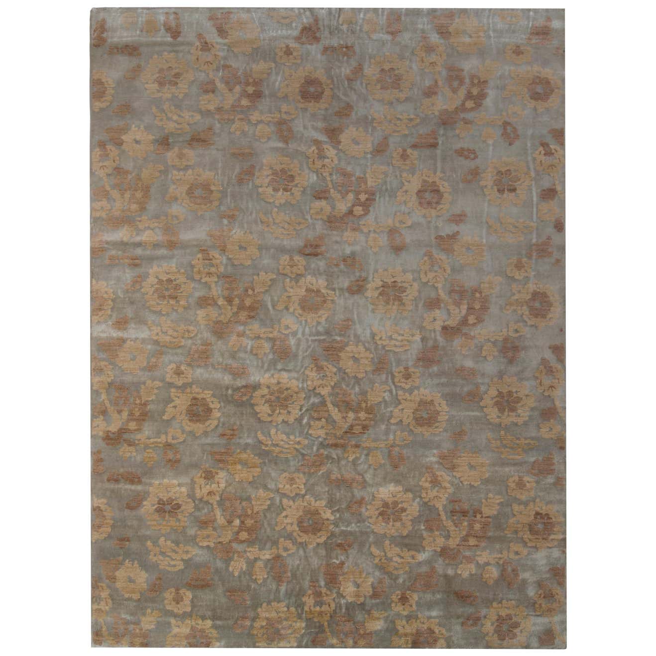 Rug and Kilim’s Handmade Contemporary Rug in Beige Brown Floral Pattern ...
