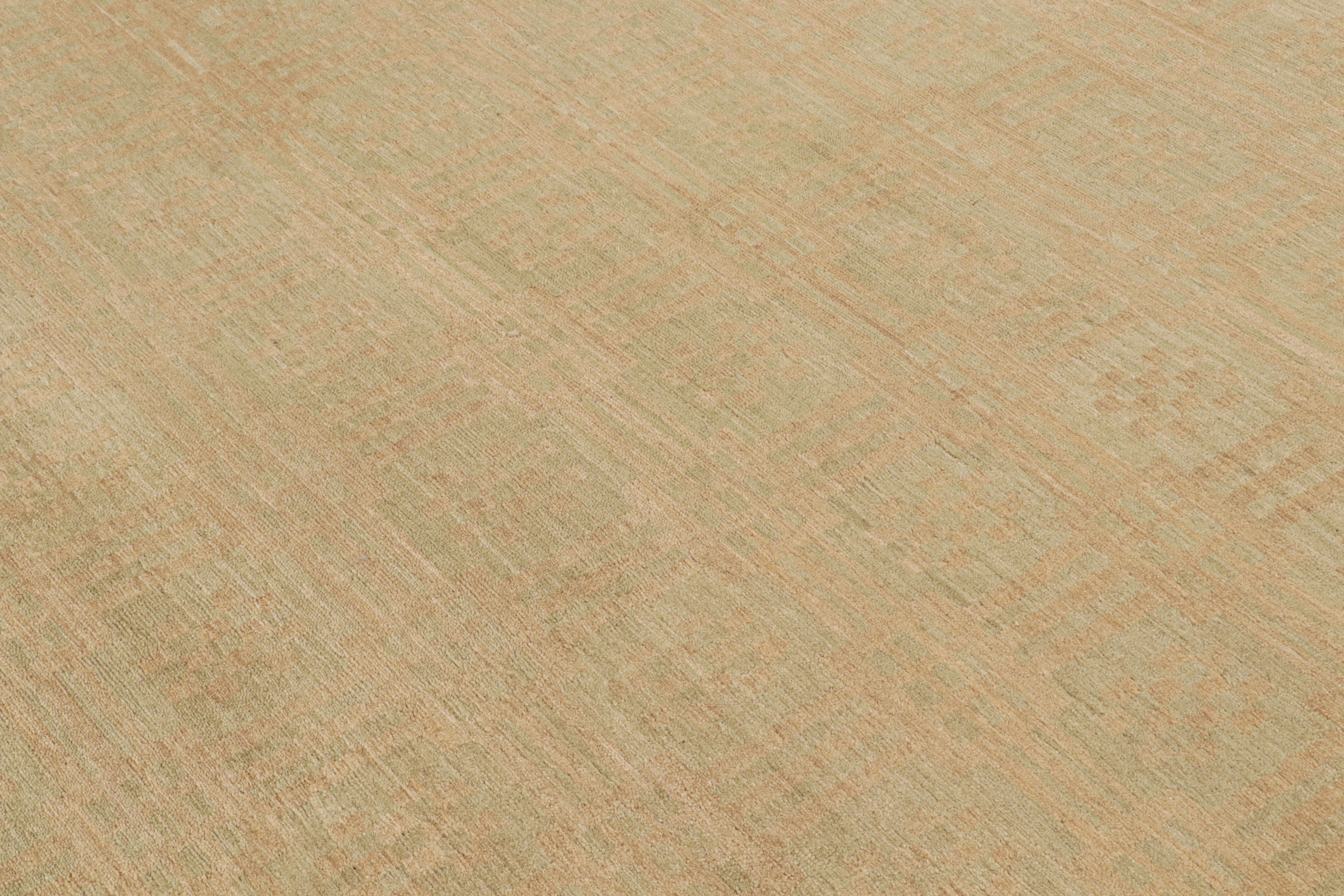 Nepalese Rug & Kilim - Tappeto contemporaneo fatto a mano con motivi geometrici verdi e marroni in vendita