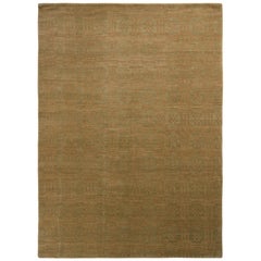Handgefertigter zeitgenössischer Teppich aus Teppich und Kelim in Grün und Braun mit geometrischem Muster