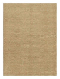 Tapis contemporain fait main de Kilim à motifs géométriques verts et bruns