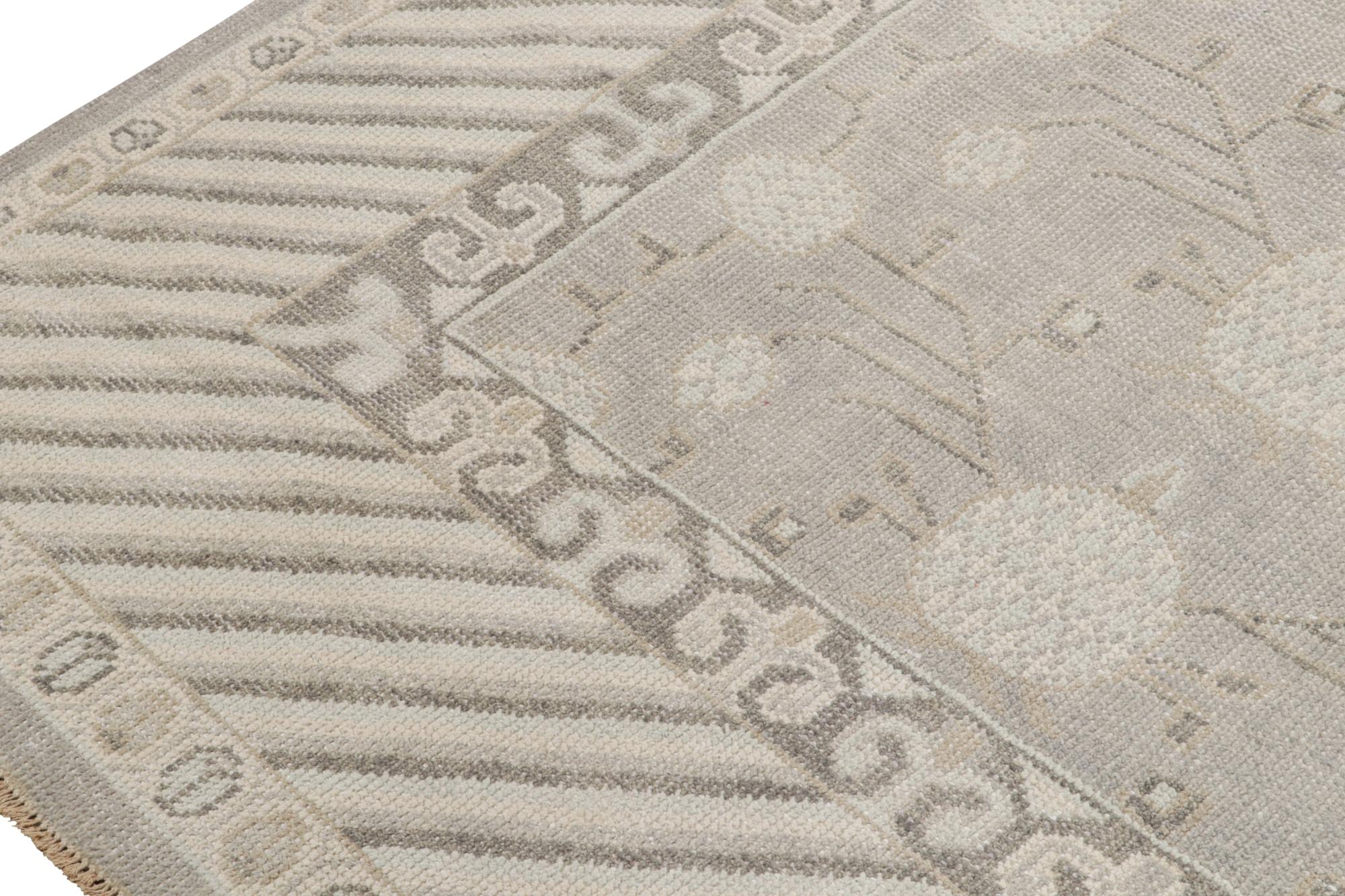 Contemporary Rug & Kilim's Handmade Khotan Style Rug in Beige Gray Pomegranate Pattern