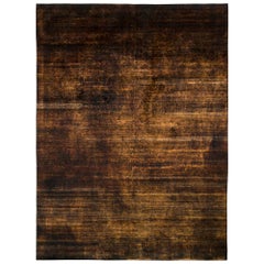 Alfombra moderna hecha a mano Rug & Kilim Diseño de rayas marrones y negras