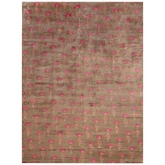 Rug & Kilim’s Handmade Transitional Rug in Brown and Pink Floral Pattern