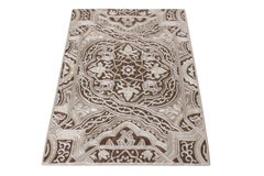 Rug & Kilim’s Handwoven Chain Stitch Pattern in Brown and White