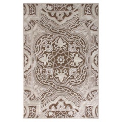 Rug & Kilim’s Handwoven Chain Stitch Pattern in Brown and White